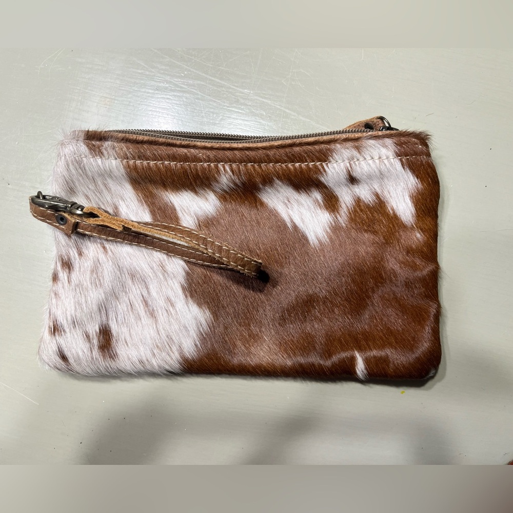 Cute cow leather wristlet